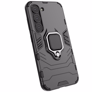 Ring Armor viedtālruņa apvalks Samsung Galaxy S23 bruņots pārsegs magnētiskais turētājs gredzens melns