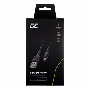 Green Cell KABGC24 Lightning kabelis 0,3 m, melns