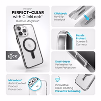 Speck Presidio Perfect-Clear ClickLock & Magsafe - iPhone 15 Pro Max maciņš (Clear / Frosted melns / Slate pelēks)