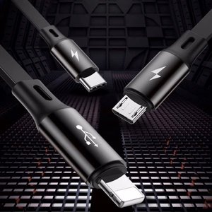 USB kabelis Baseus 3in1 melns 35cm / 120cm