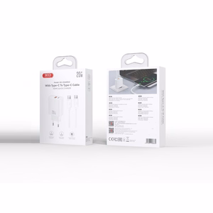 XO CE40 PD 20W sienas lādētājs, 1x USB-C, 1x USB, balts + USB-C–USB-C kabelis
