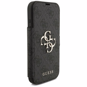 Guess Book 4G Metal Logo viedtālruņa apvalks iPhone 17 Pro - melns