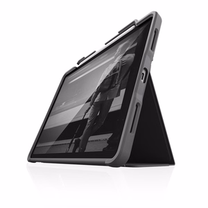 STM Dux Plus izturīgs MIL-STD-810G maciņš ar Apple Pencil turētāju priekš iPad Air 11 M3 2025 / M2 2024 / iPad Air 10.9 5-4 paaud. 2022-2020, melns