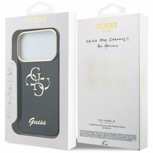 Guess IML 4G Script Metal maciņš modelim iPhone 17 Pro Max / 18 Pro Max – krāsa: melna