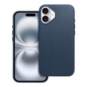 Чехол Leather Mag Cover (MagSafe) для iPhone 16 Plus тёмно-синий