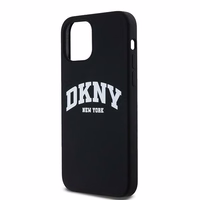 DKNY Šķidrs silikona balts drukāts logotips magnētiskais viedtālruņa apvalks iPhone 12/12 Pro - melns