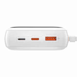 Baseus portatīvais lādētājs 20000mAh Qpow Pro - USB + Type C - PD 20W ar Lightning kabeli (PPQD060202) balta