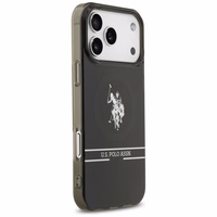 US Polo DH un Bottom Stripe Logo MagSafe apvalks viedtālrunim iPhone 17 Pro Max - melns