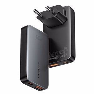 Lādētājs Essager GaN Ultra melns 65W (1xPD / 1xQC3.0)
