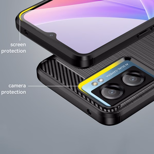 Viedtālruņa apvalks Xiaomi Poco F4 5G - oglekļa šķiedras silikona apvalks melns