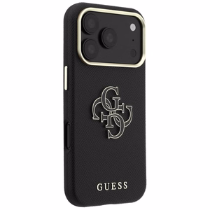 Guess Grained & Big Resin Logo vāciņš iPhone 18 Pro Max / 17 Pro Max – melns