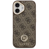 Guess 4G Strass Logo & Big Strap Metal Buttons Magnētiskais apvalks iPhone 17 - brūns