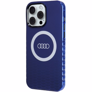 Audi IML Lielais Logotips Magnētiskais viedtālruņa apvalks iPhone 15 Pro Max - zils
