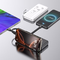 Dudao K11 10000mAh portatīvais lādētājs ar iebūvētiem kabeļiem - balta