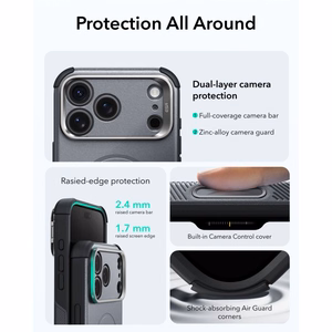 ESR Cyber Tough MagSafe maciņš ar statīvu iPhone 18 Pro Max / 17 Pro Max, pelēks