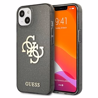 Guess GUHCP13SPCUGL4GBK iPhone 13 mini 5.4" melns cietais apvalks Spīguļu 4G Liels Logotips
