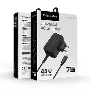 Kruger&Matz universālais barošanas adapteris ar Power Delivery un 7 uzgaļiem, 45 W
