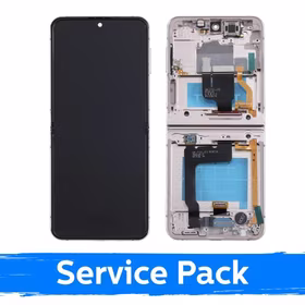 LCD Displejs saderīgs ar Samsung F721 Z Flip4 (IEKŠĒJAIS) ar rāmi / rozā zeltains / (Service Pack)