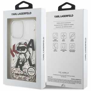 Karl Lagerfeld Šķidrais Spīdums Choupette Logo Magnētiskais Viedtālruņa apvalks iPhone 17 - Caurspīdīgs