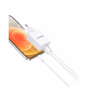 VEGER ceļojumu lādētājs USB A + Type C PD QC3.0 3A 30W VLS302U balts