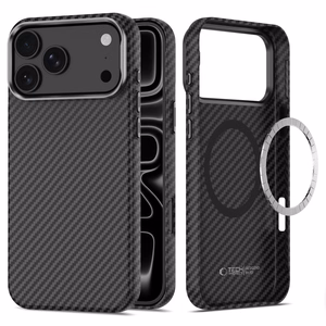 Tech-Protect Ion Carbon MagSafe vāciņš iPhone 18 Pro Max / 17 Pro Max – melns un sudrabains