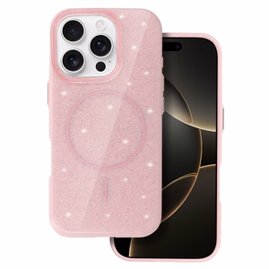 Magnētiskais Īpaši Plāns Spīdīgs viedtālruņa apvalks Iphone 13 Pro Max gaiši rozā