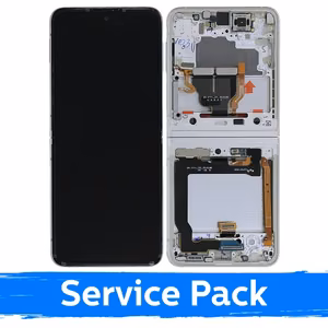 LCD displejs saderīgs ar Samsung F711 Z Flip3 (INNER) ar rāmi / Krēmkrāsa / (Service Pack)