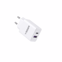 VEGER ceļojumu lādētājs USB A + Type C PD QC3.0 3A 30W VLS302U balts