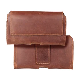 ROYAL Crazy Horse universāls horizontāls ādas jostas apvalks izmērs 3XL Umidigi Bison 2 Pro / GT2 Pro 5G / X10 Pro / 202 DOOGEE S98 / S96 Pro / S88 Pro / S58 Pro 6 / S40 Pro HAMMER Blade 5G / Iron 3 / Blade 3 CAT S53 brūns