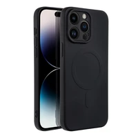 Silikona magnētiskais viedtālruņa apvalks, savietojams ar MagSafe, iPhone 14 Pro Max, melna