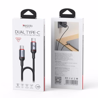 YESIDO KABELIS CA185 240W TYPE-C/TYPE-C 1.2M 5A melns