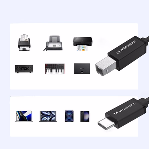 Wozinsky WKDDY1S USB-B - USB-C kabelis 1m - melns
