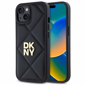 DKNY Quilted Stack Logo viedtālruņa apvalks iPhone 15 - melns