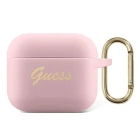 Guess GUA3SSSI AirPods 3 apvalks rozā/rozā Silikons Vintage Script