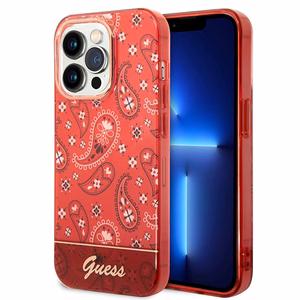 Guess GUHCP14LHGBNHR iPhone 14 Pro 6.1" sarkans/sarkans cietais apvalks Bandana Paisley
