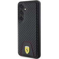 Ferrari Carbon Stitched Bottom viedtālruņa apvalks Samsung Galaxy S24 - melns