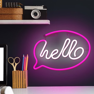 Neon LED Light HELLO rozā balts Bat + USB FLNE15 Forever Light