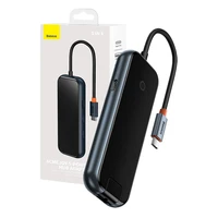Hub 5in1 Baseus AcmeJoy sērija USB-C uz 2xUSB 3.0 + USB 2.0 + USB-C PD + RJ45 (tumši pelēks)