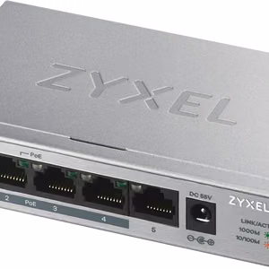 Zyxel GS1005HP – nepārvaldāms, gigabitu Ethernet, tīkla komutators, PoE, sudraba