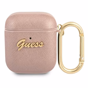 Guess GUA2SASMP AirPods cover pink/pink Saffiano Script Metal Collection