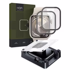 HIBRĪDA STIKLS HOFI HYBRID PRO+ 2-PACK APPLE WATCH 7 / 8 / 9 (41 MM) MELNS