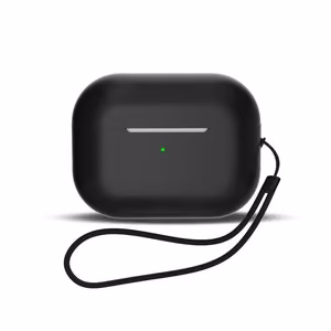 Silikona apvalks AirPods 1 / AirPods 2 ar rokassiksniņu - melns