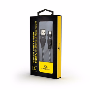Gembird CC-USB2B-AMCM-2M-BW USB kabelis USB 2.0 USB A USB C melns, balts