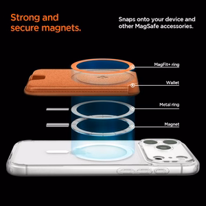 Spigen Valentinus MagFit+ MagSafe magnētiskais karšu maciņš tālrunim – oranžs