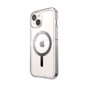 Speck GemShell Grip MagSafe vāciņš ierīcei iPhone 17e / 16e / 15 / 14 / 13, caurspīdīgs, ar hroma apdari