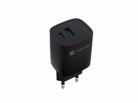 NATEC RIBERA GAN CHARGER 1X USB-A + 1X USB-C 30W melns