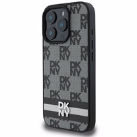 DKNY šachī raksts un drukātas svītras apvalks iPhone 16 Pro Max melns