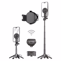 Blavec Selfie statīvs Alumīnija Coco Mini P-05 MagSafe statīvs + attālās vadības pults + turētājs 0,41 metri - melns