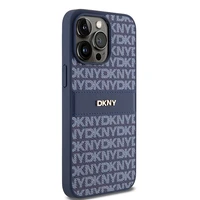 DKNY Ādas mono svītra un metāla logotips viedtālruņa apvalks iPhone 15 Pro Max - zils