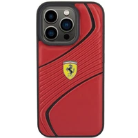Ferrari Twist Metal Logo viedtālruņa apvalks iPhone 15 Pro - sarkans